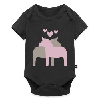 Dala horse hearts scandinavian christmas love - Baby Premium short-sleeve bodysuit - black - Front