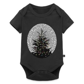 sapin de Noël illuminé dans la neige - Body à manches courtes Premium Bébé - noir - Devant
