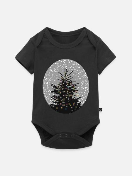 beleuchteter Weihnachtsbaum im Schnee - Baby Premium Kurzarmbody - Schwarz