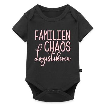 Familien Chaos Logistikerin - MAMA - OMA - Baby Premium Kurzarmbody - Schwarz - Vorne