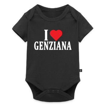 T-Shirt Ich liebe Enzian T-Shirt Geschenkidee - Baby Premium Kurzarmbody - Schwarz - Vorne