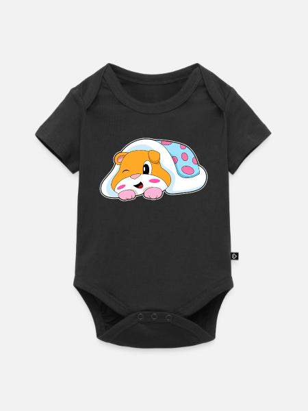 Hamster Schlafen Decke - Baby Premium Kurzarmbody - Schwarz