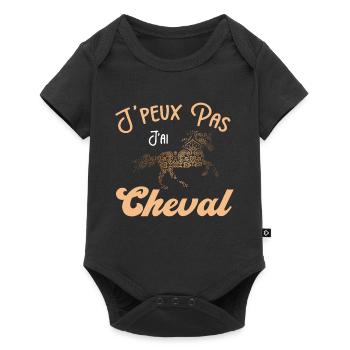 Je peux pas j'ai cheval - cheval mandala - Body à manches courtes Premium Bébé - noir - Devant