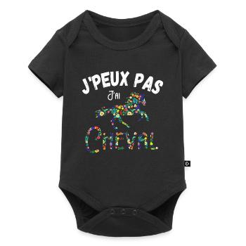 j'peux pas j'ai cheval - fleurs - Body à manches courtes Premium Bébé - noir - Devant