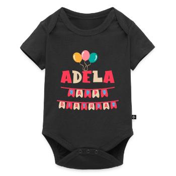 Adela T-Shirt Happy Birthday T-Shirt Geschenk - Baby Premium Kurzarmbody - Schwarz - Vorne