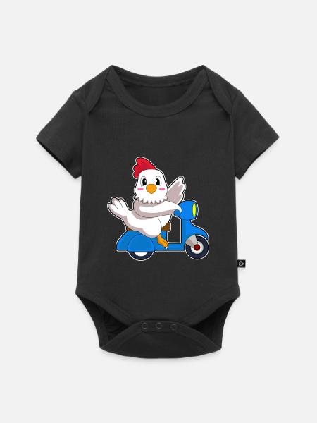 Huhn Motorroller - Baby Premium Kurzarmbody - Schwarz