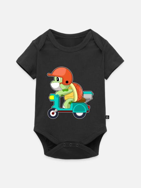 Schildkröte Motorroller - Baby Premium Kurzarmbody - Schwarz