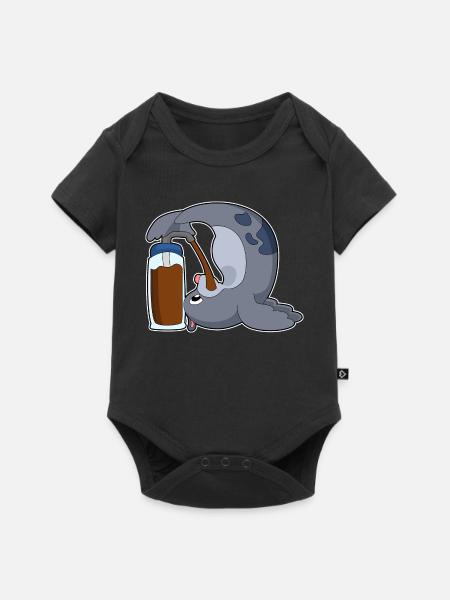 Lustiger Seehund Kaffee - Baby Premium Kurzarmbody - Schwarz