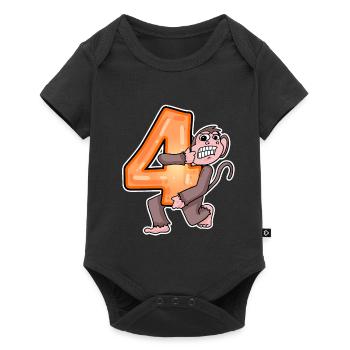 4 years old - 4th birthday with animal motif - Baby Premium short-sleeve bodysuit - black - Front