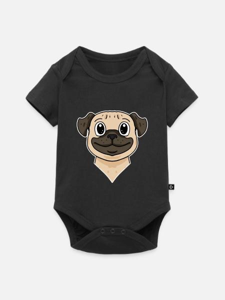 Hund Hunderasse Mops - Baby Premium Kurzarmbody - Schwarz