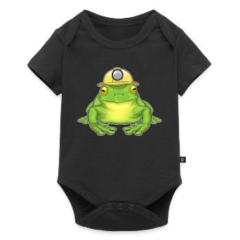 Frosch Bergbau Bergarbeiter - Baby Premium Kurzarmbody - Schwarz - Vorne
