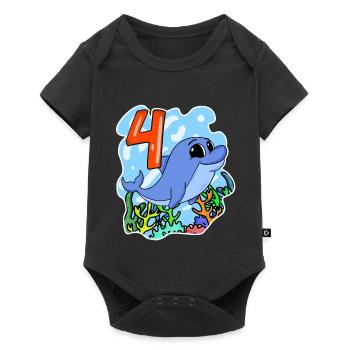 4 years old - 4th birthday with animal motif - Baby Premium short-sleeve bodysuit - black - Front
