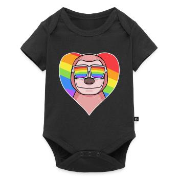 Animal gay paresseux Cœur arc-en-ciel - Body à manches courtes Premium Bébé - noir - Devant