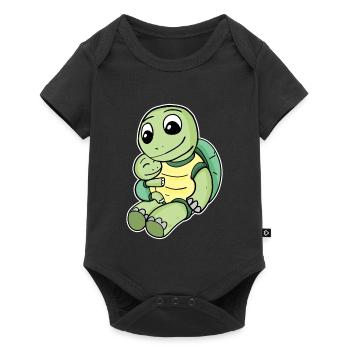 Family - Turtle with baby turtle - Baby Premium short-sleeve bodysuit - black - Front