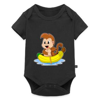 Affe kleines Boot - Baby Premium Kurzarmbody - Schwarz - Vorne