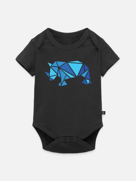 nashorn rhino blau Muster Teile Tiere Abstrakt - Baby Premium Kurzarmbody - Schwarz