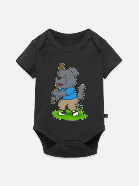 Hund Baseball Baseballschläger - Baby Premium Kurzarmbody - Schwarz