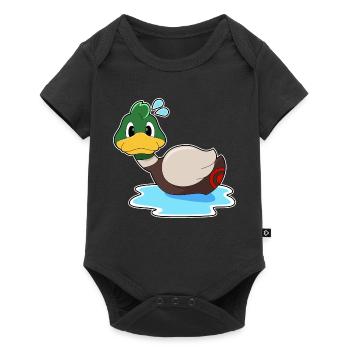 Ente Schwimmen - Baby Premium Kurzarmbody - Schwarz - Vorne
