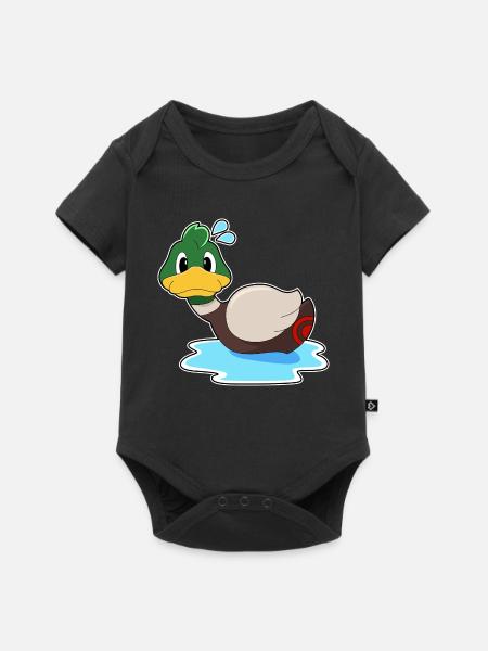 Ente Schwimmen - Baby Premium Kurzarmbody - Schwarz