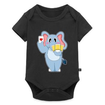 Elefant Poker Pokerkarten - Baby Premium Kurzarmbody - Schwarz - Vorne