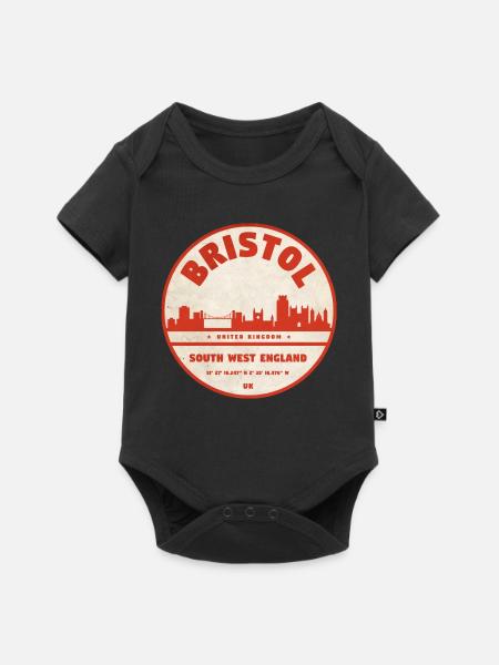 Bristol Skyline Retro Emblem - Baby Premium Kurzarmbody - Schwarz