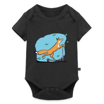 Fox with scooter - Baby Premium short-sleeve bodysuit - black - Front