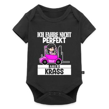 Staplerfahrerin Gabelstapler Lager Logistik Damen - Baby Premium Kurzarmbody - Schwarz - Vorne