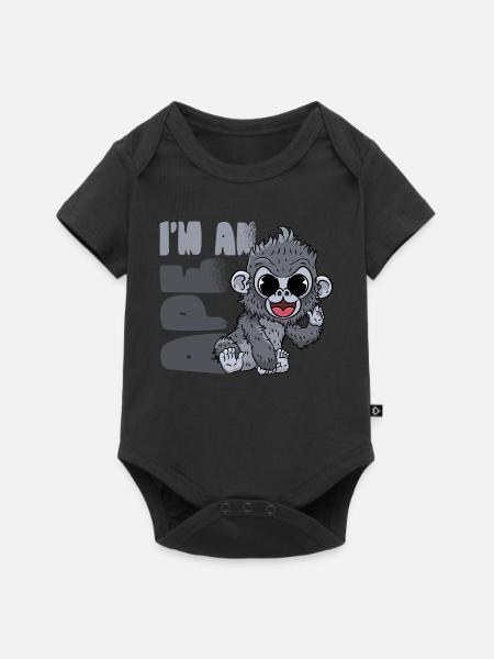 Gorilla Affe - Baby Premium Kurzarmbody - Schwarz