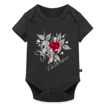 silver Valentine's Day composition with roses - Baby Premium short-sleeve bodysuit - black - Front