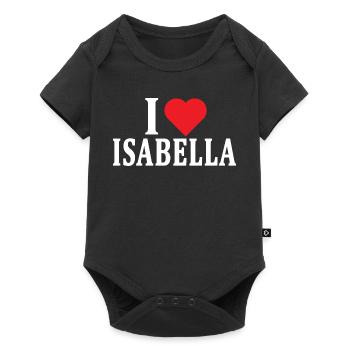T-Shirt Ich liebe Isabella T-Shirt Geschenkidee - Baby Premium Kurzarmbody - Schwarz - Vorne