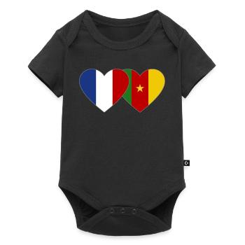France Cameroon Flag Heart - Baby Premium short-sleeve bodysuit - black - Front