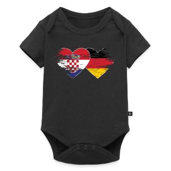 Croatia Germany flag used heart - Baby Premium short-sleeve bodysuit - black - Front