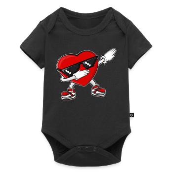 Dabbing Herz Valentinstag - Baby Premium Kurzarmbody - Schwarz - Vorne