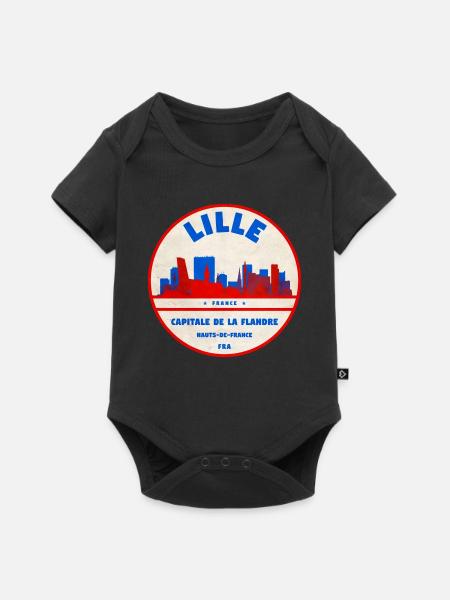 Lille Skyline Retro Abzeichen - Baby Premium Kurzarmbody - Schwarz