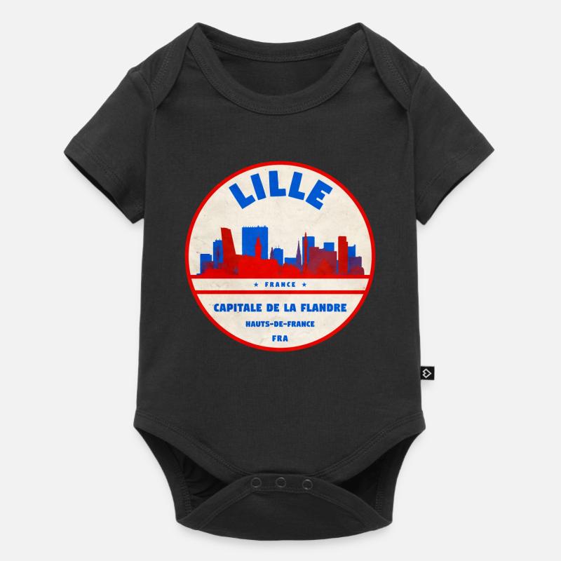 Insigne rétro de la Skyline de Lille - Body à manches courtes Premium Bébé - noir