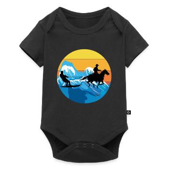 Horse Surfing Wakeboarding Water Skiing Retro - Baby Premium short-sleeve bodysuit - black - Front