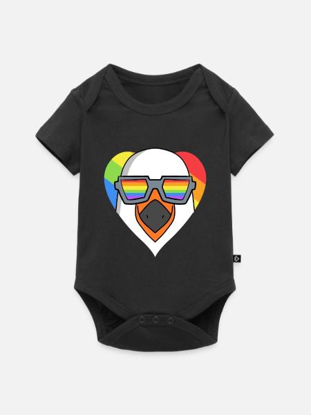 Gay Regenbogen Herz Tier Möwe - Baby Premium Kurzarmbody - Schwarz