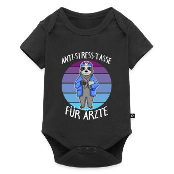 Anti Stress Tasse für Ärzte Tierärzte - Baby Premium Kurzarmbody - Schwarz - Vorne