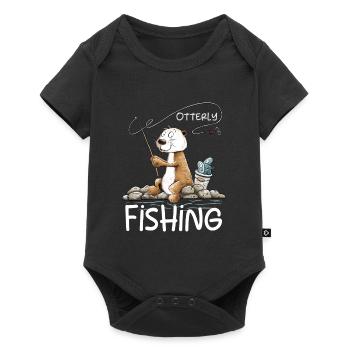 Droll Angler Otter Fishing Saying Fishing - Baby Premium short-sleeve bodysuit - black - Front