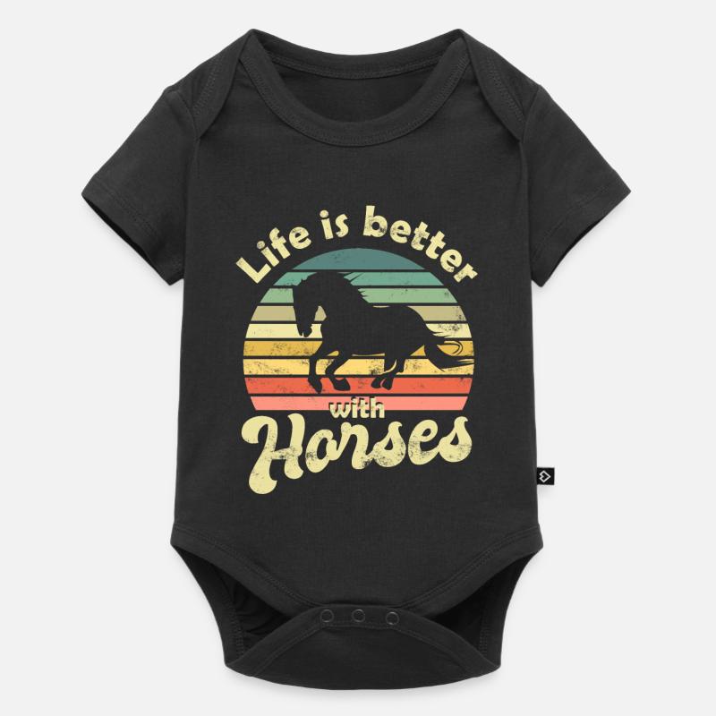 Chevaux à cheval - Body à manches courtes Premium Bébé - noir