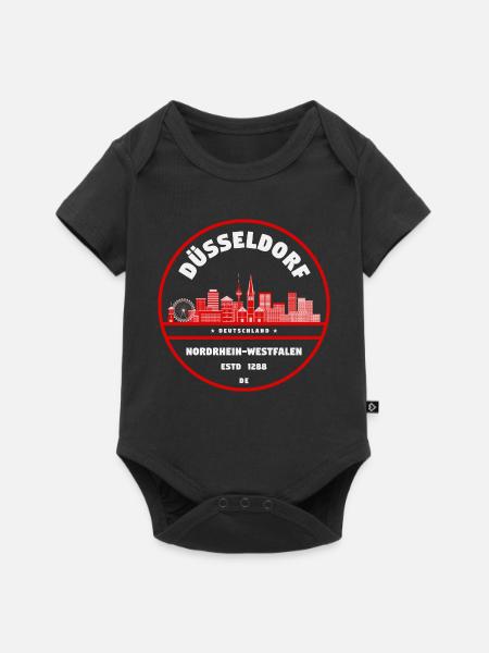 Düsseldorf Skyline Rundlogo - Baby Premium Kurzarmbody - Schwarz
