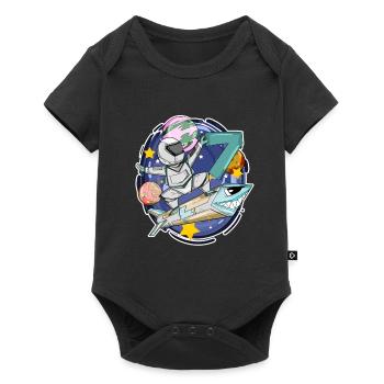 7. Geburtstag - 7 Jahre Astronaut Junge Geschenk - Baby Premium Kurzarmbody - Schwarz - Vorne