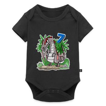 7 ans - 7ème anniversaire avec motif animal - Dino - Body à manches courtes Premium Bébé - noir - Devant