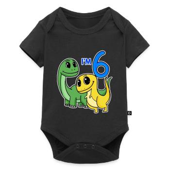 6 ans - 6ème anniversaire avec motif animal - Dino - Body à manches courtes Premium Bébé - noir - Devant
