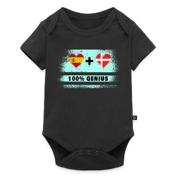 Spanien und Dänemark Flagge 100% genial - Baby Premium Kurzarmbody - Schwarz - Vorne