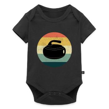 Curling Balai Hiver Sport de Glace Rétro Vintage - Body à manches courtes Premium Bébé - noir - Devant