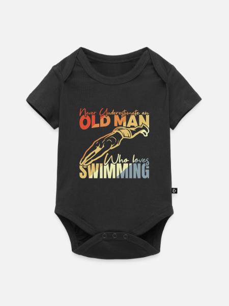 Großvater Schwimmer - Baby Premium Kurzarmbody - Schwarz