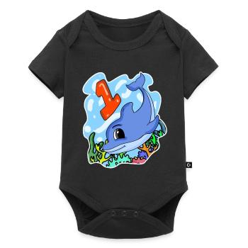 1 year old - Enrollment - Dolphin motif - Baby Premium short-sleeve bodysuit - black - Front
