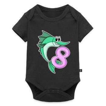 8 Years Old - 8th Birthday with Animal Motif - Baby Premium short-sleeve bodysuit - black - Front