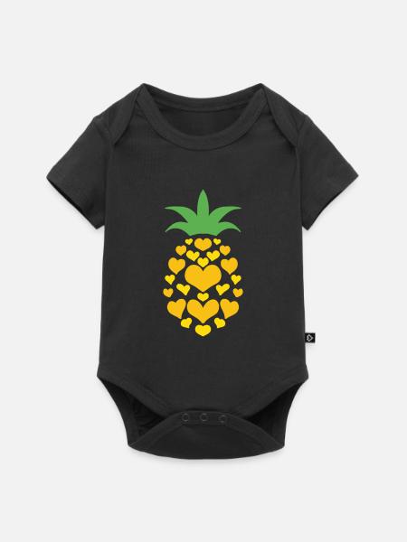 Ananas Herz - Baby Premium Kurzarmbody - Schwarz